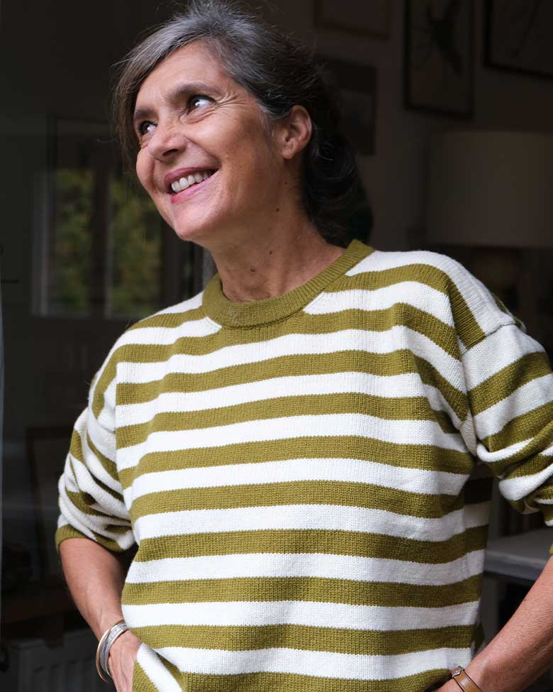 AMBEL - Pull en laine mérinos, rayé