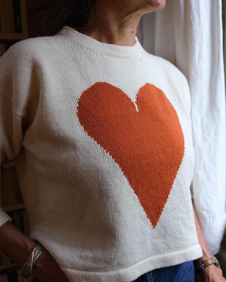 AMBEL - Pull en laine mérinos, coeur