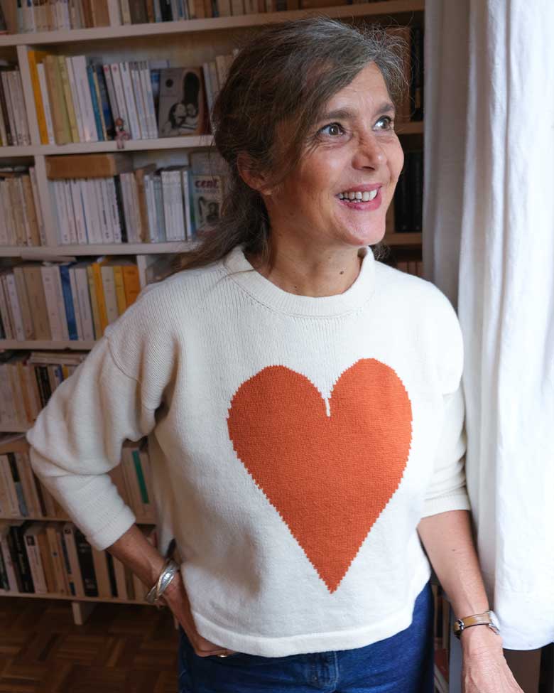 AMBEL - Pull en laine mérinos, coeur